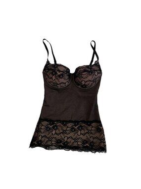 Mission Control Black Lace Boudoir Control Top With Push-Up Padded Cups